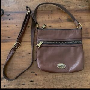 Fossil Explorer Mini Crossbody Brown Leather Adjustable Strap